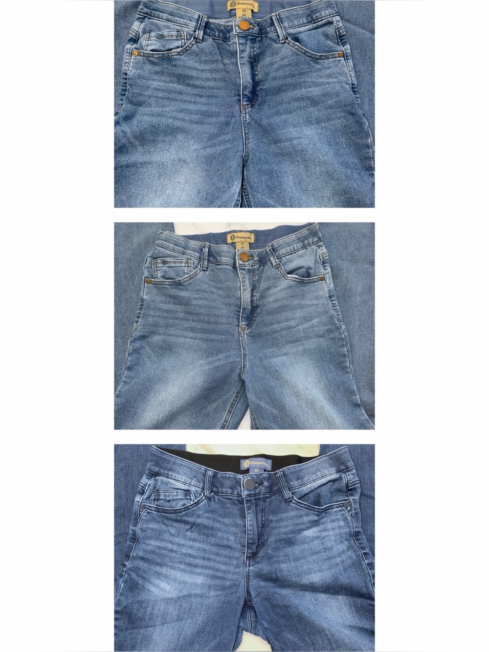 3 pairs of Democracy Light & Medium Blue Slight Flare Leg Womens Jeans 👖 Size 10